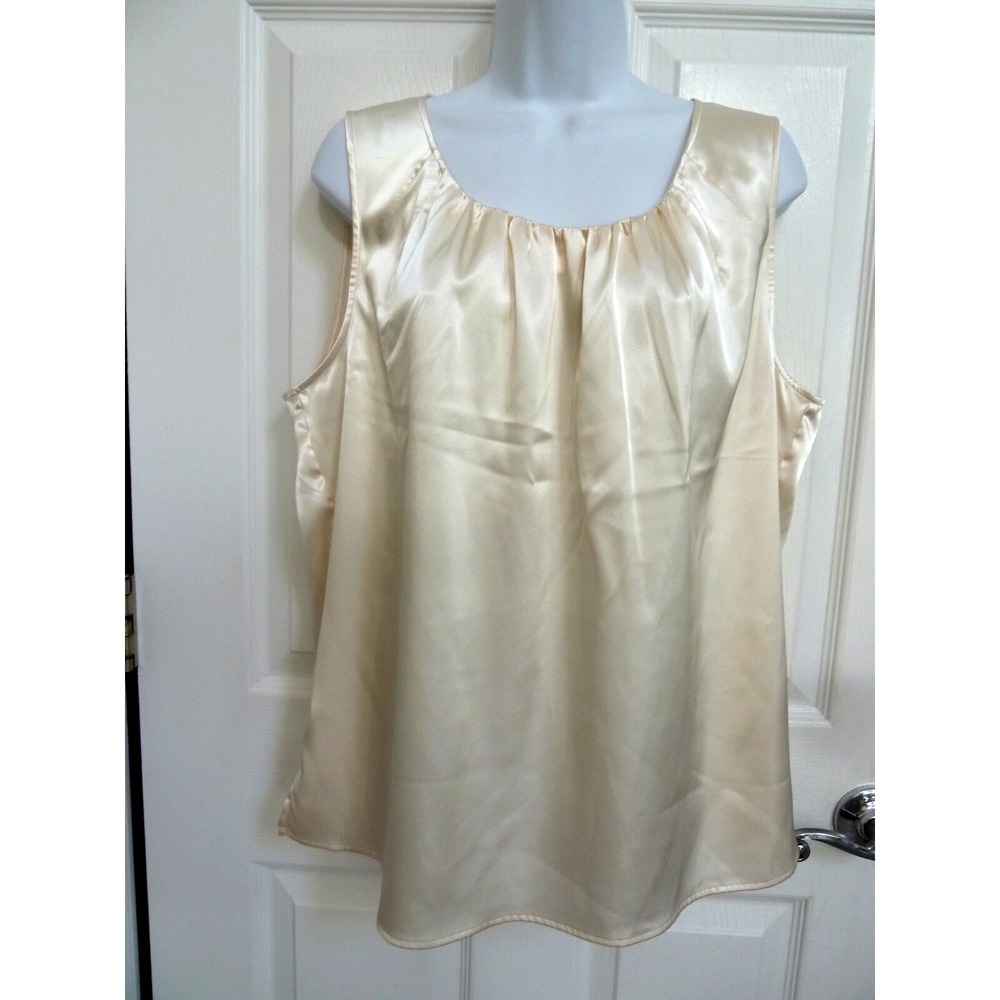 Chico's Silky Splendor Gloria Tank Top Ivory Size 3 XL 16/18 Gathered NEW